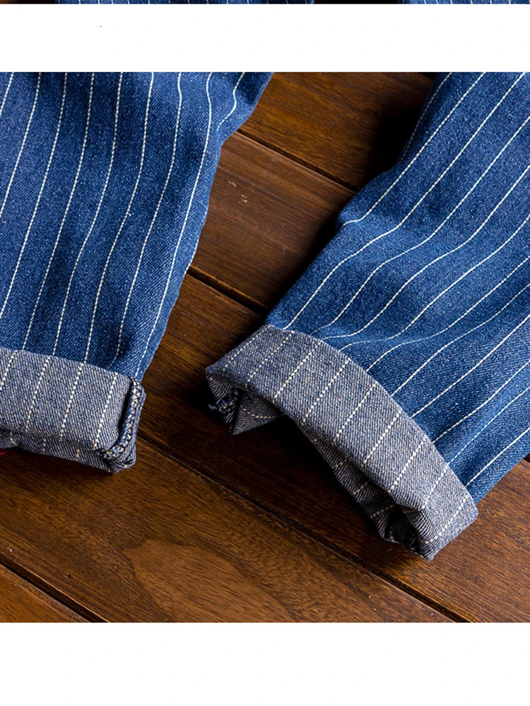 Sokotoo Mens stripe printed blue denim bib overalls Suspenders jumpsuits Coveralls Youth jeans 250725