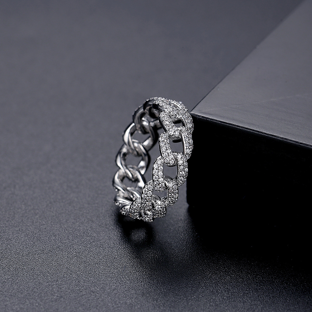 Jinse New Cuban Chain Design Commuter Designer Luxury Jewelry Jewelry Versatile Simple Hip-hop Unisex Ring Korean Fashion Jewelry