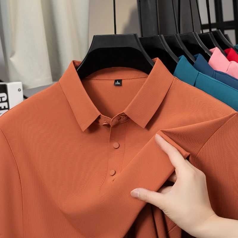 Mens Slim-Fit Business Polo Shirt Fashion Leisure Short Sleeve Tops Breathable Cotton Blend Tee 16 Colors Elastic Polyamide XJ250725