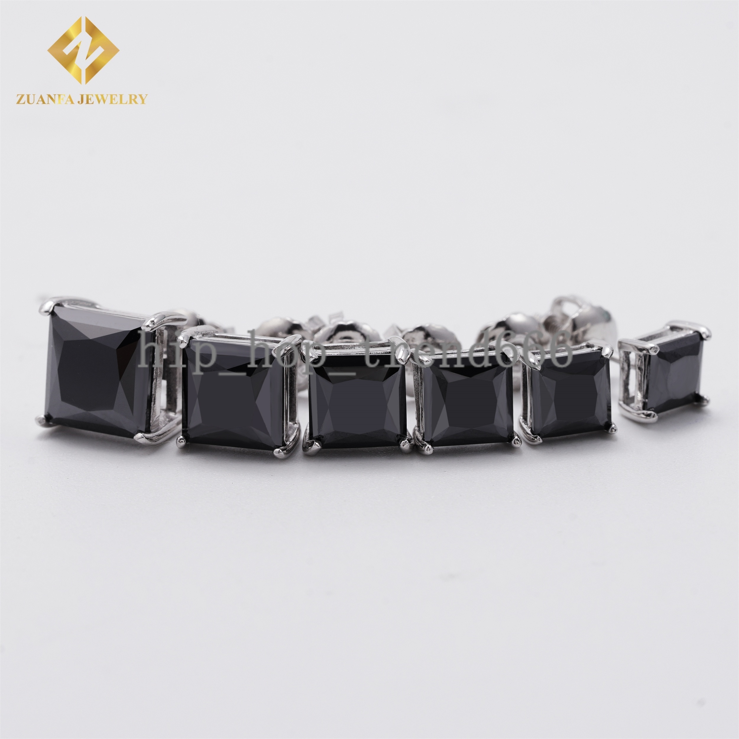 Special Black Moissanite Diamond Hip Hop Stud Earring Princess Cut 925 Sterling Silver Jewelry VVS Moissanite Iced Out Earring