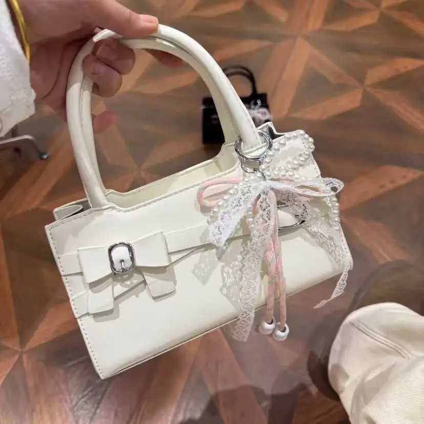 Korean Style Bow Hand Bag Purse Wen Fairycore Ahetic Leather Handle Messenger Bag Hot Girls Sweet Cute Square Bag New Y250725