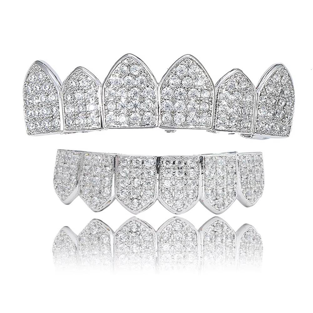 Custom Hip Hop Teeth Silver Grillz Iced Out Vvs Natural Diamond Moissanite Grillz for Teeth