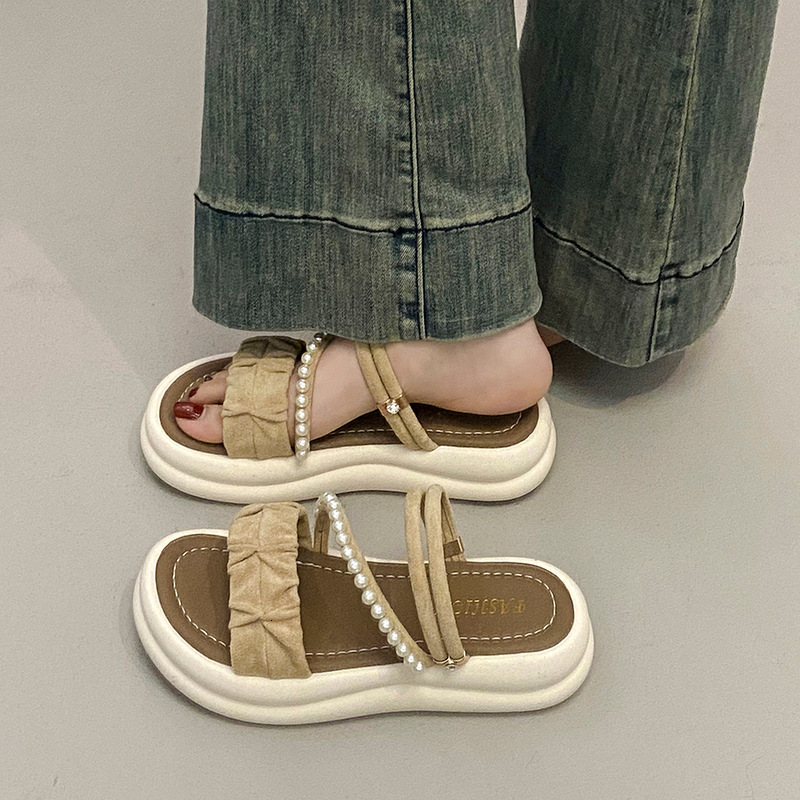 Ddmysports Stepping On Clouds Soft Leather For Women Summer New Versatile Slip On Dress Shoes Two Way Wear Sandals Outdoor Shoes