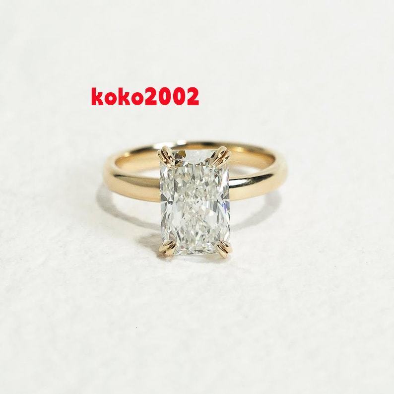 Decorative Moissanite Jewelry 3CT Radiant Moissanite Diamond Engagement Wedding Rings 10K Yellow Gold Moissanite Jewelry Gifts