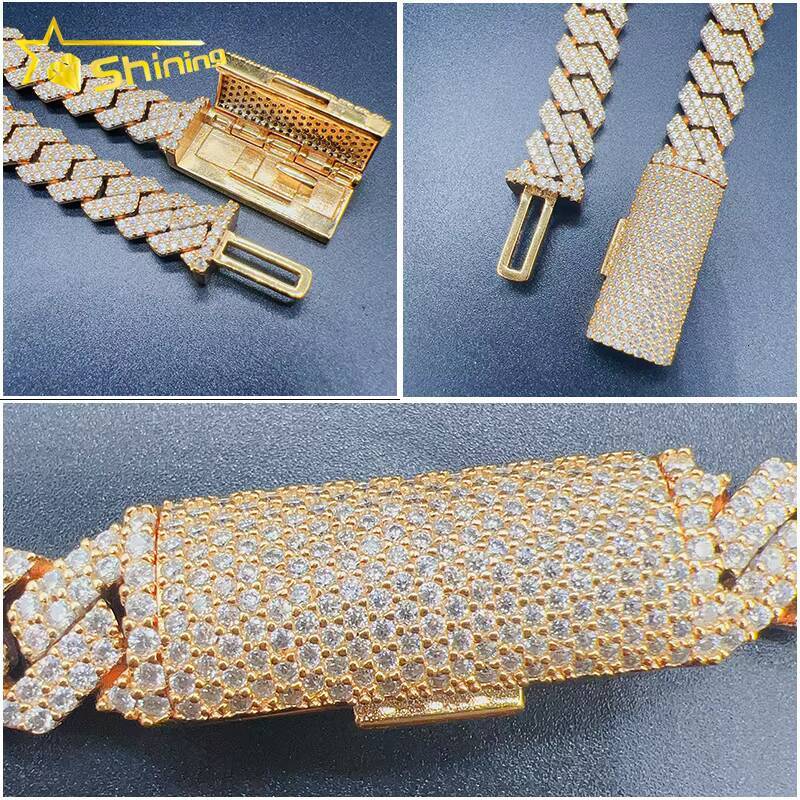 Pass Diamond Tester VVS Moissanite Iced Out 10mm Mens Miami Cuban Link Necklace Hip Hop Lad Moissanite Diamond Bling Cuban Chain