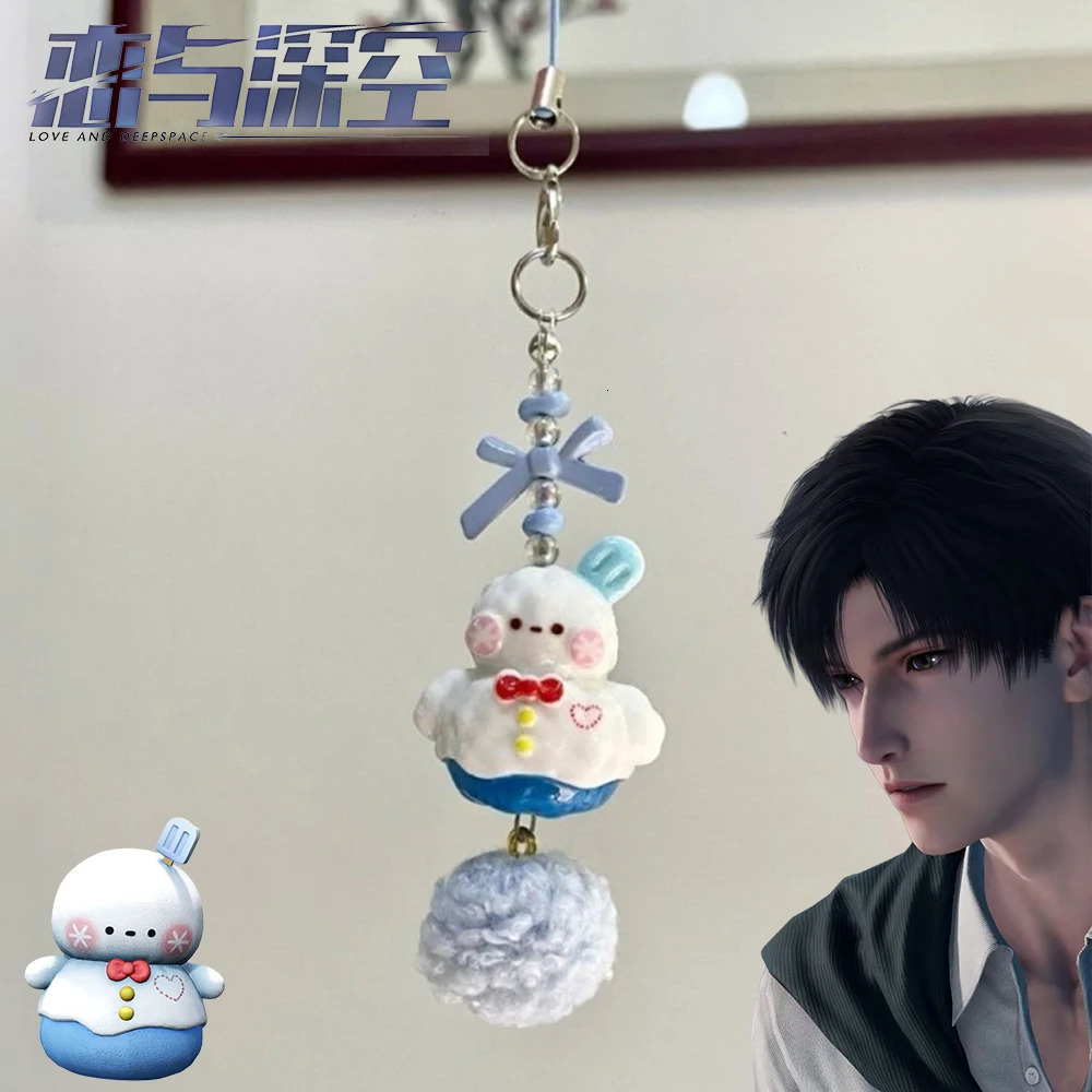 Game Love And Deepspace Zayne Keychain Cosplay Rope Phone Chain Alloy Keyring Snowman Bead Pendant Bag Accessories Xmas Gifts 250722