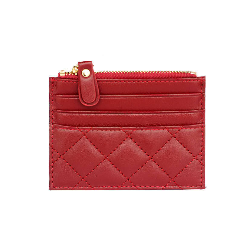 Soft Lambskin Short Wallet Small Chanel Style Quilted New Ultra-thin Genuine Leather Zipper Mini Coin Purse for Women
