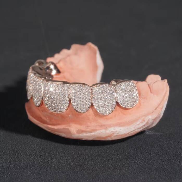 Luxury Body Jewelry Custom Made Iced Out 10k Rose Gold VVS Moissanite Diamond Grillz