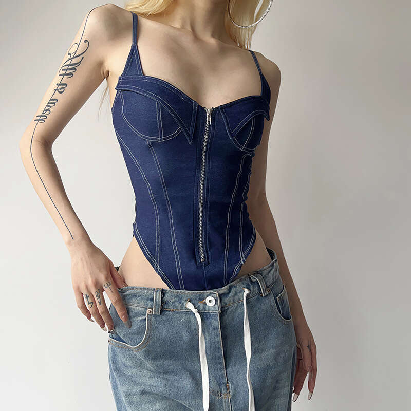 2023 Summer New Women's Fashion Street Style Sexy Spaghetti Strap Slim Fit Jumpsuit 8a7