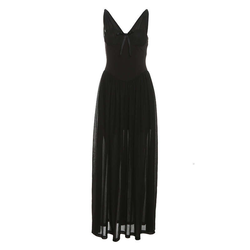 2025 Summer New Elegant Slim Waist Sexy V-neck Backless Strap Long Dress Women's Fashion c18