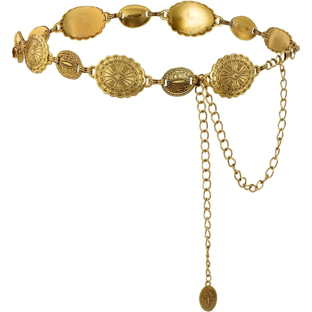 Metal Waist Chain Belt for Women Western Cowgirl Adjustable Concho Silver 250722