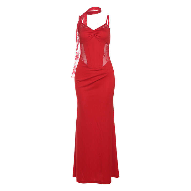 2024 Autumn Winter New Women's Solid Color Slim Street Fashion High Waist Strap Sleeveless Dress 928