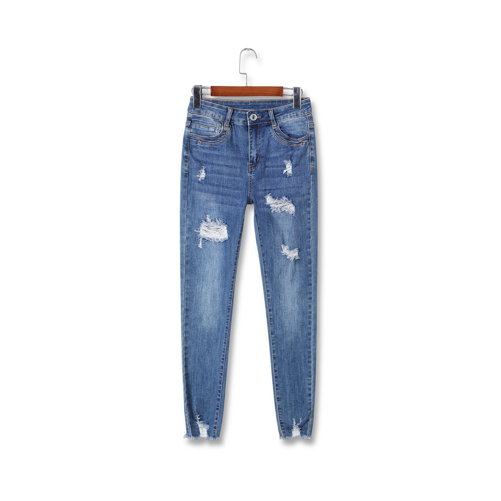 Women's tight jeans with stretch slim fit lifted buttocks and long legs are versatile for daily casual wear