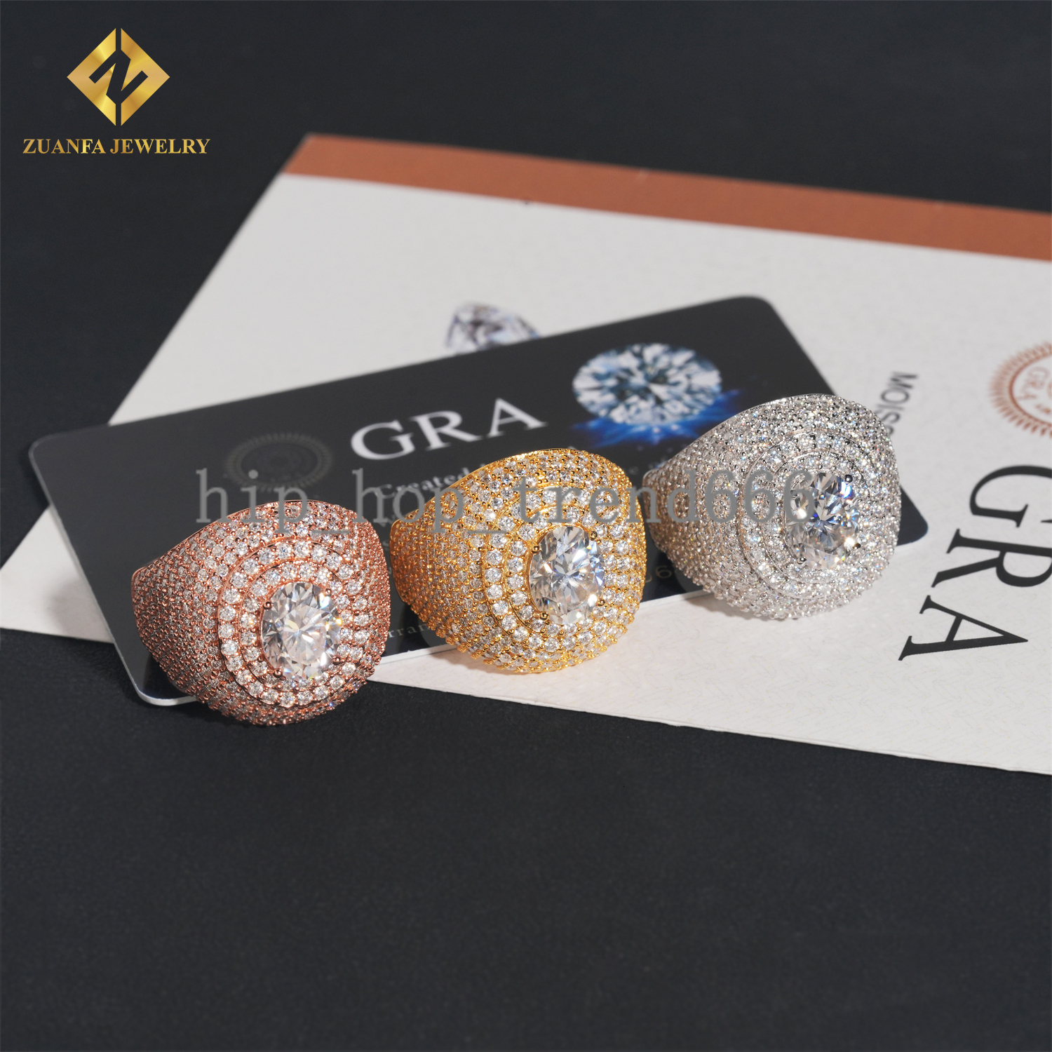 Luxury Fully Iced Out Men Diamond Ring Hip Hop Moissanite Men Rapper Ring