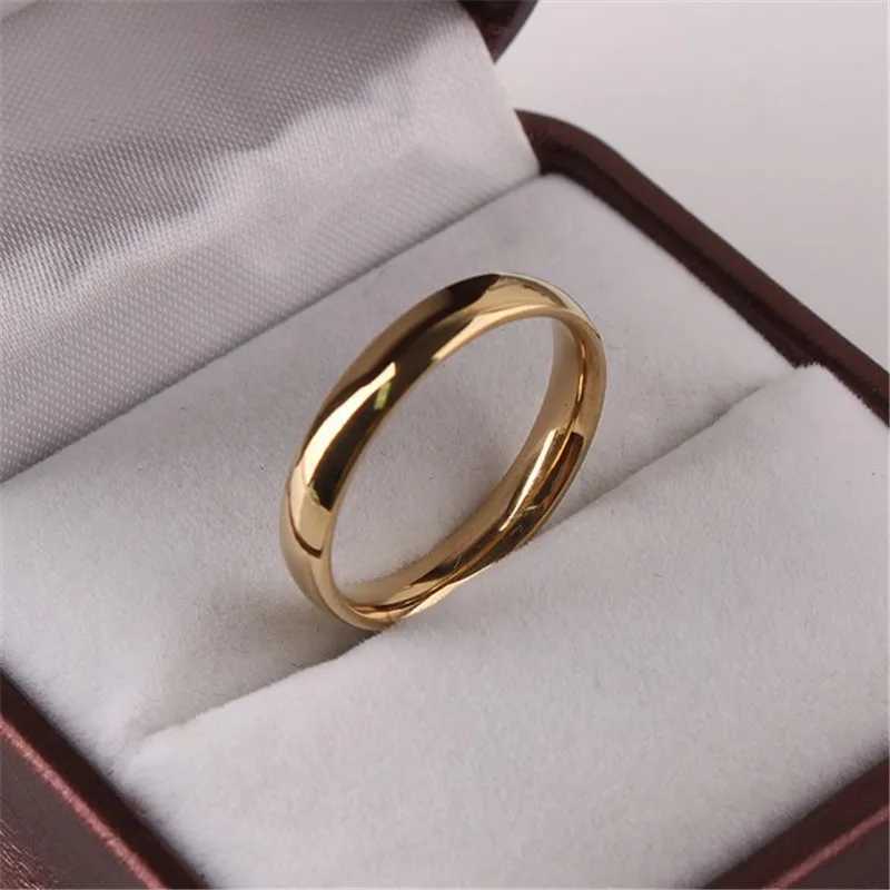 Qianbei Fashion 4mm wide stainless steel simple smooth ring suitable for women and mens gift jewelry sizes 7-11 W250417