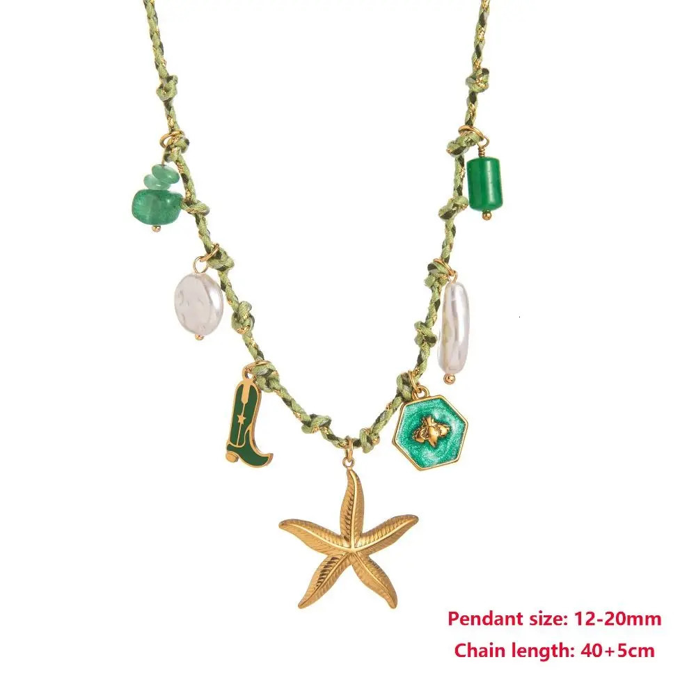 Fashion Copper DIY Knotting Rope Chain Colorful Pearl Accent Turtle Pendant Necklace Dopamine Style Beach Summer 250716
