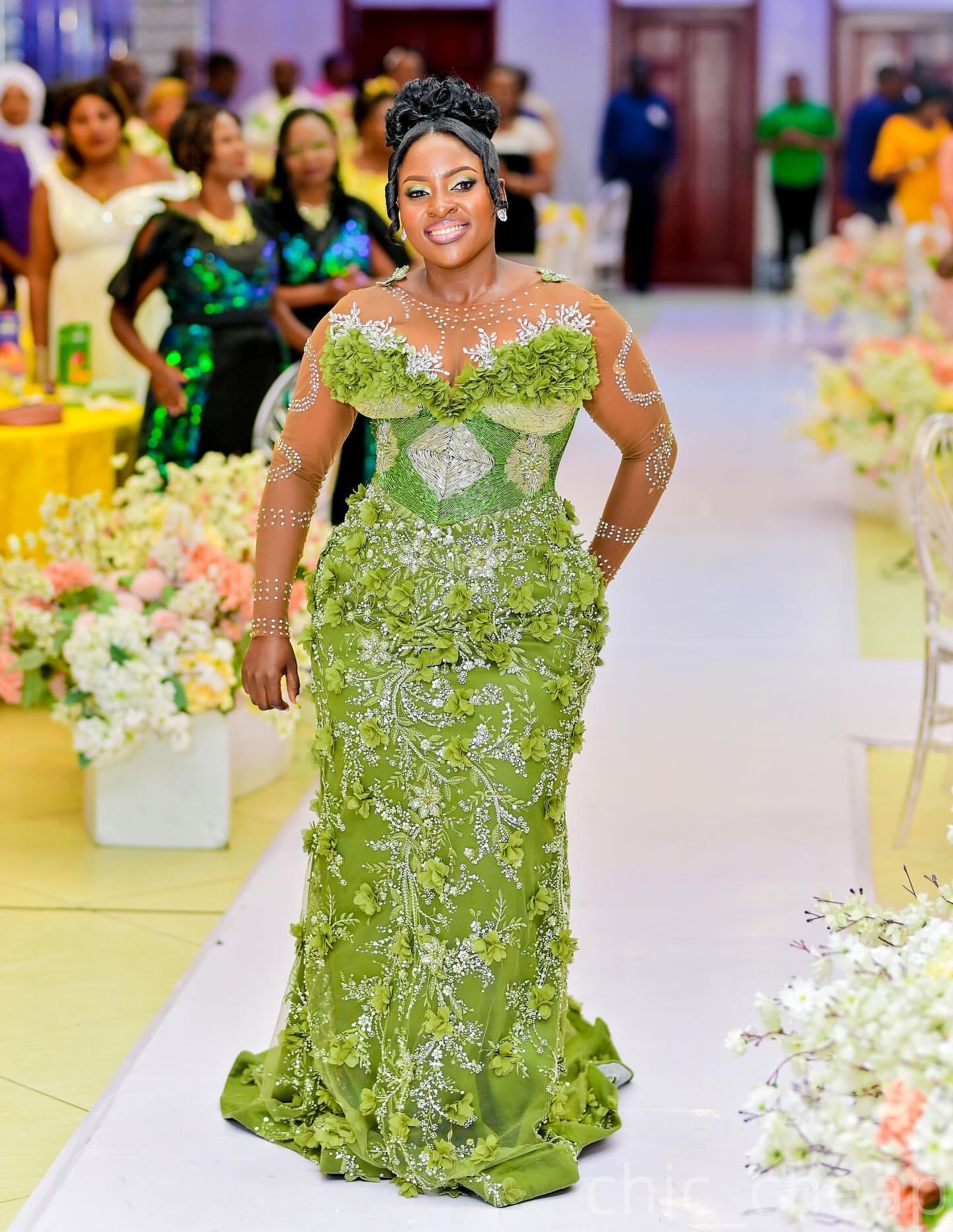 Mermaid Green Prom Dresses 2025 3D Floral Lace Beaded Crystals Evening Formal Party Second Birthday Engagement Gowns Plus Size Dress For Special Occas