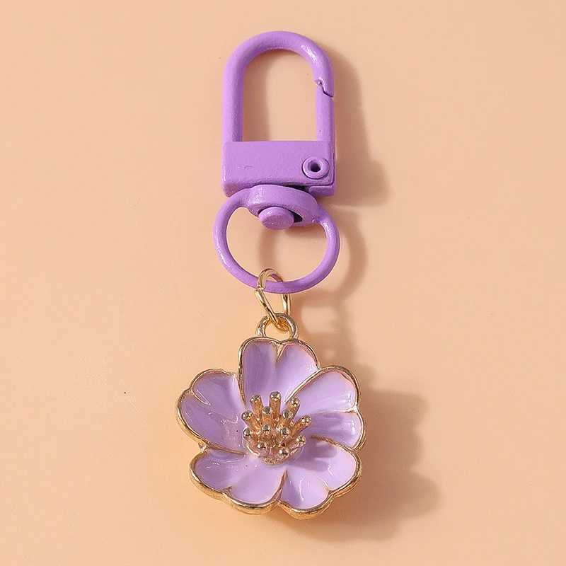 Cute Enamel Candy Color Flower Keychain Women Girl Key Ring Pendant Handbag Decor Diy Handmade Jewelry Gift 250715