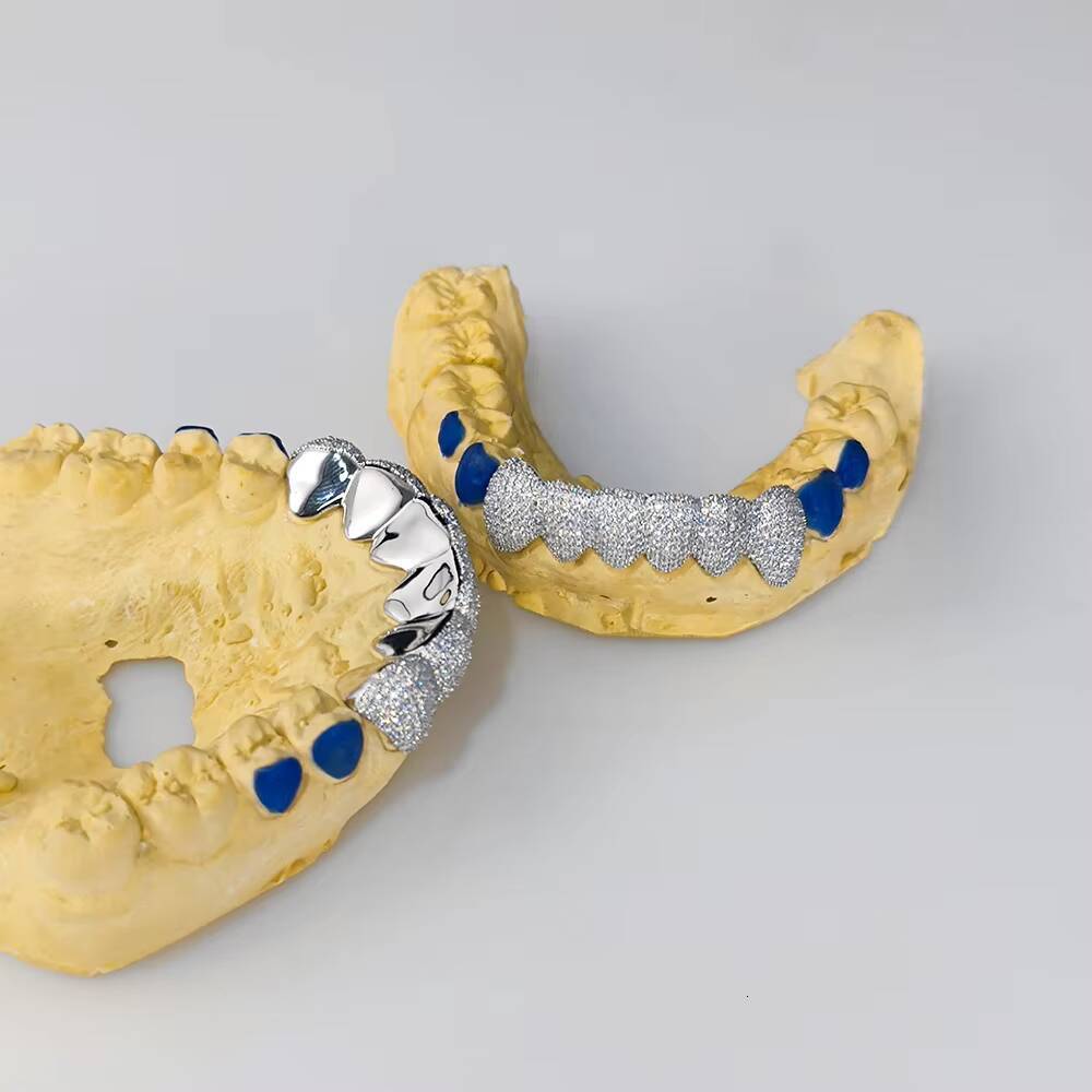 Hip Hop Custom Made Teeth Grillz Jewelry VVS Moissanite Diamond Tooth Grillz Silver Iced Out Grillz for Teeth