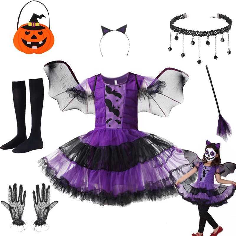 Girl Cosplay Pumpkin Bat Dress Childrens Vampire Witch Show Dresses Halloween Dress Up Costumes Christmas Clothes for Gifts Z250725