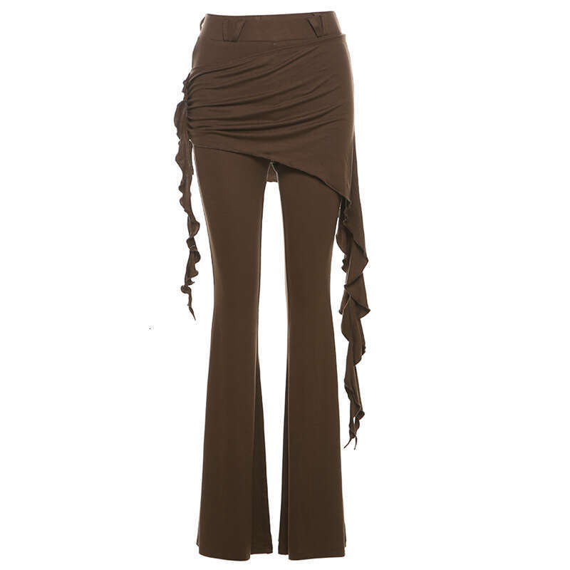 2024 Summer New Women's Solid Color Slim Street Fashion High Waist Casual Straight Flared Pants f71
