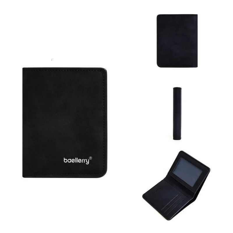 Thin matte leather multifunctional double fold mens short wallet card drivers license card holder casual Z250725