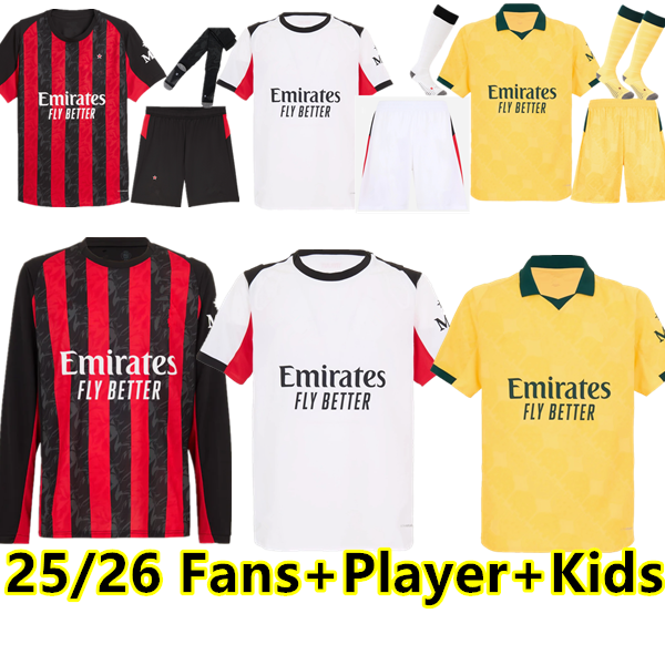 S-4XL 25 26 Milans Adult soccer jerseys 2025 2026 REBIC HERNANDEZ REIJNDERS KESSIE DE KETELAERE RAFA LEAO GIROUD PULISIC football shirts fans player kit Uniformi