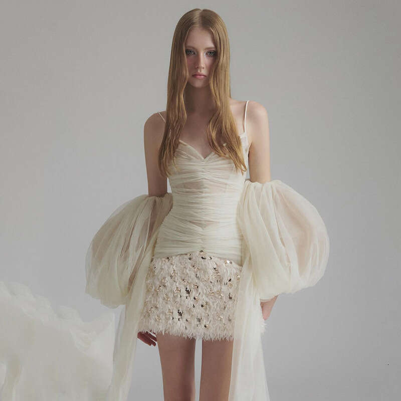 2024 Autumn Winter New Women's Fashion Sexy Camisole Sleeve High Waist Skirt 617