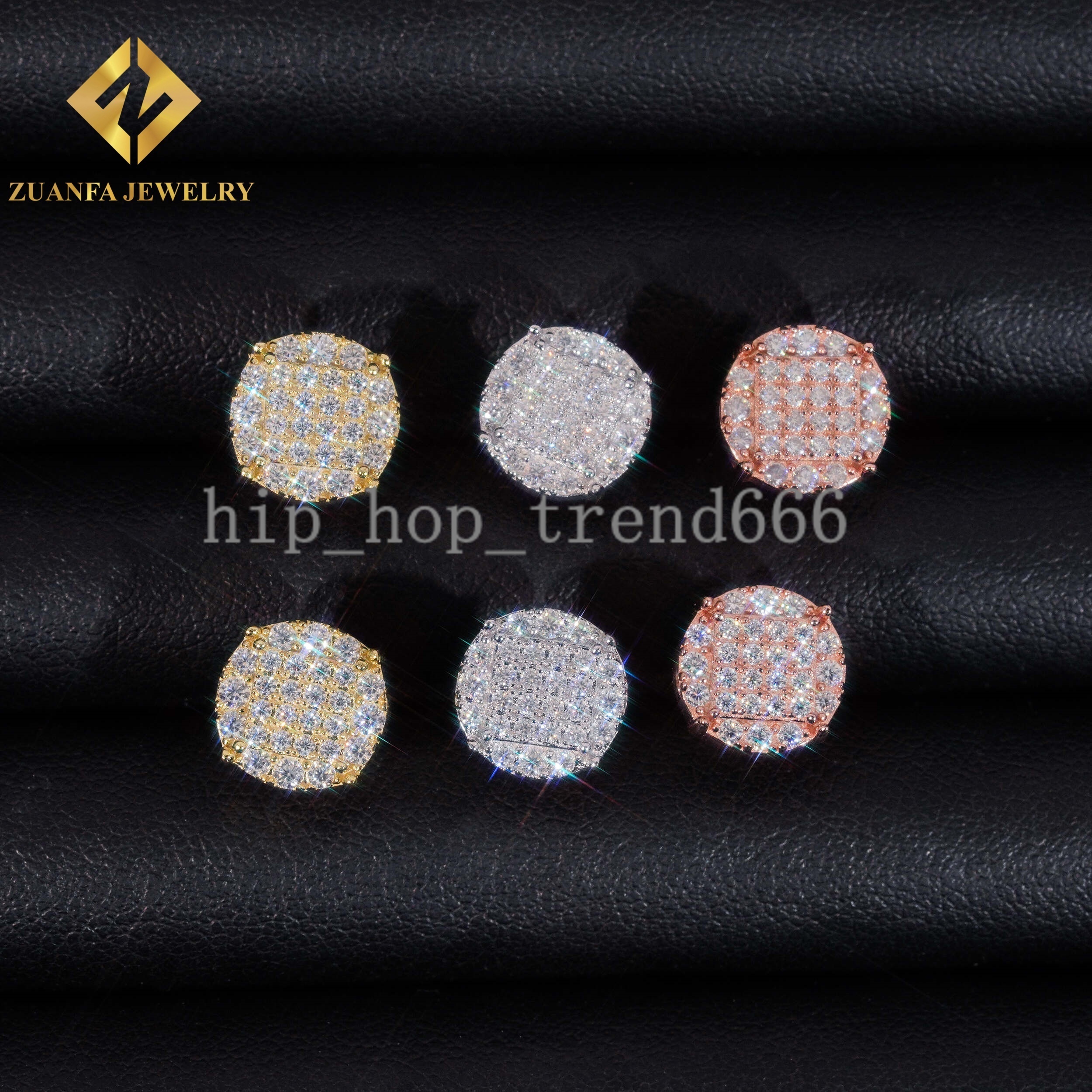 GRA Pass Diamond Tester Round Shape Stud Earrings VVS Moissanite 925 Silver Stud Earrings Hip Hop Jewelry Unisex