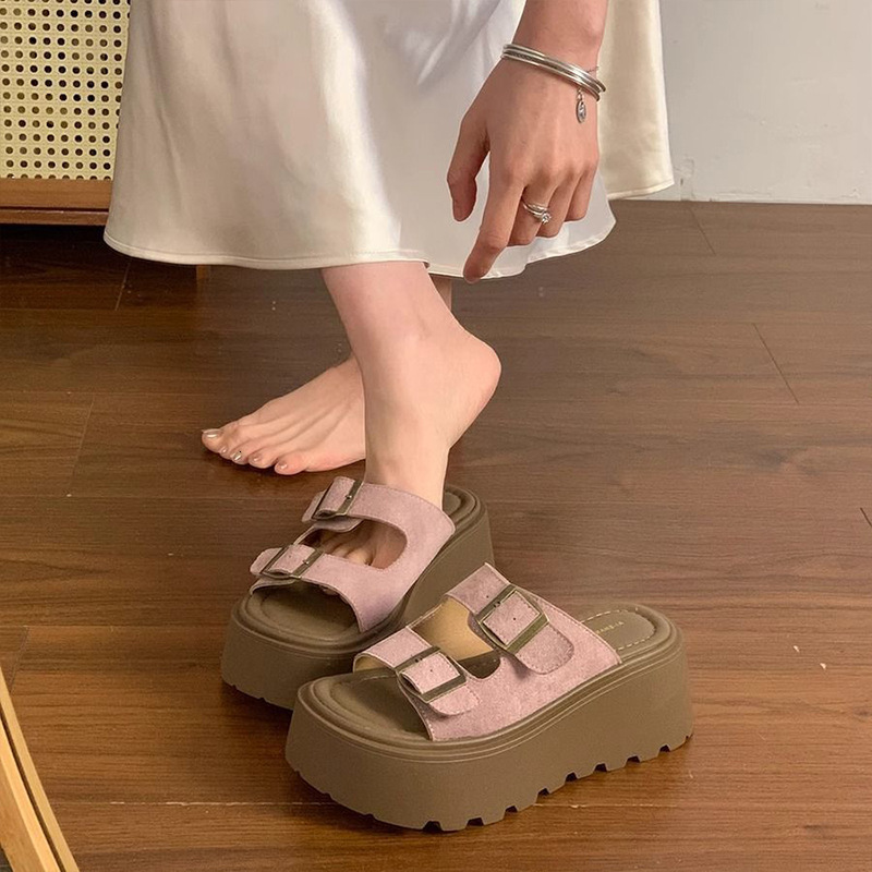 Ddmysports Casual Versatile Platform Sandals Summer New French Lazy Style Height Increasing Open Toe Slippers Outdoor Shoes