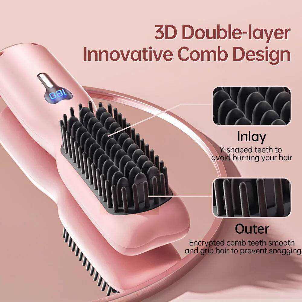 Straightening Brush Negative Ion Electric Hot Heated Multifunctional Straightener Ceramic Comb Quick Hair Styler