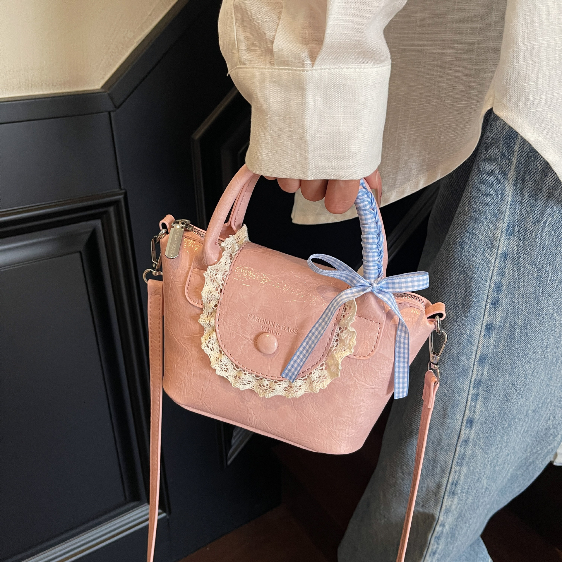 Luxury Brand Designer Bag Niche Lace Color-Block Dumpling Bag Light Luxury Dragon Bags Handbag Bowknot Fashion Versatile Shoulder Crossbody Bag