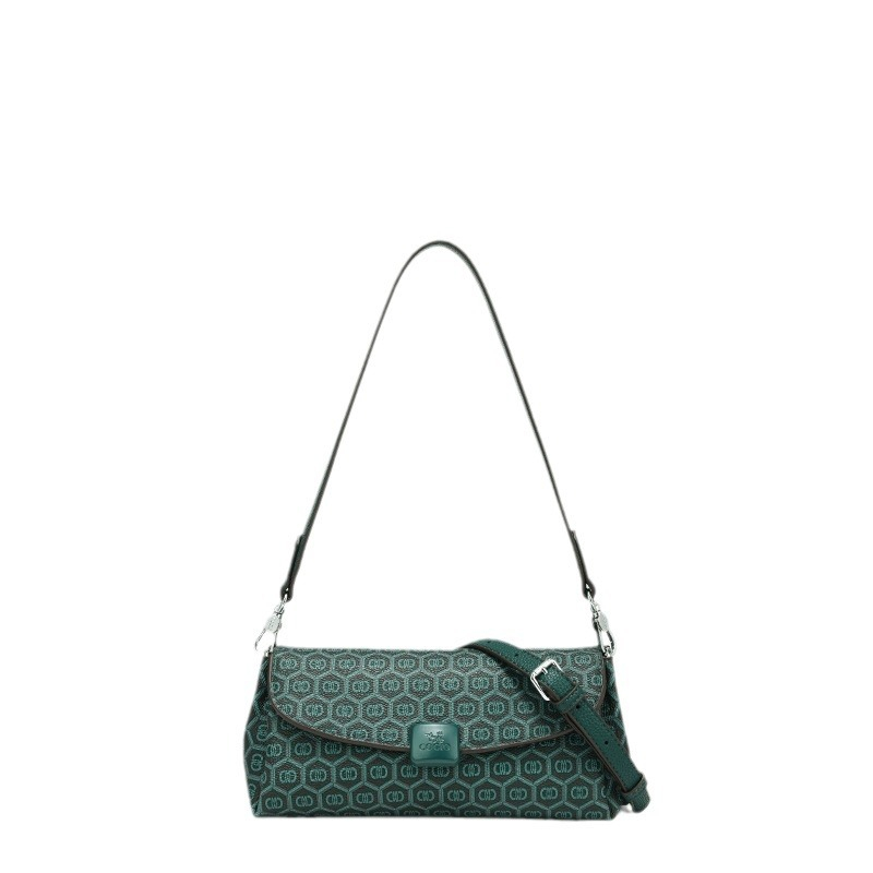 COCIO designer shoulder bag new green underarm bag simple versatile spring and summer vintage Embroidery women's bag