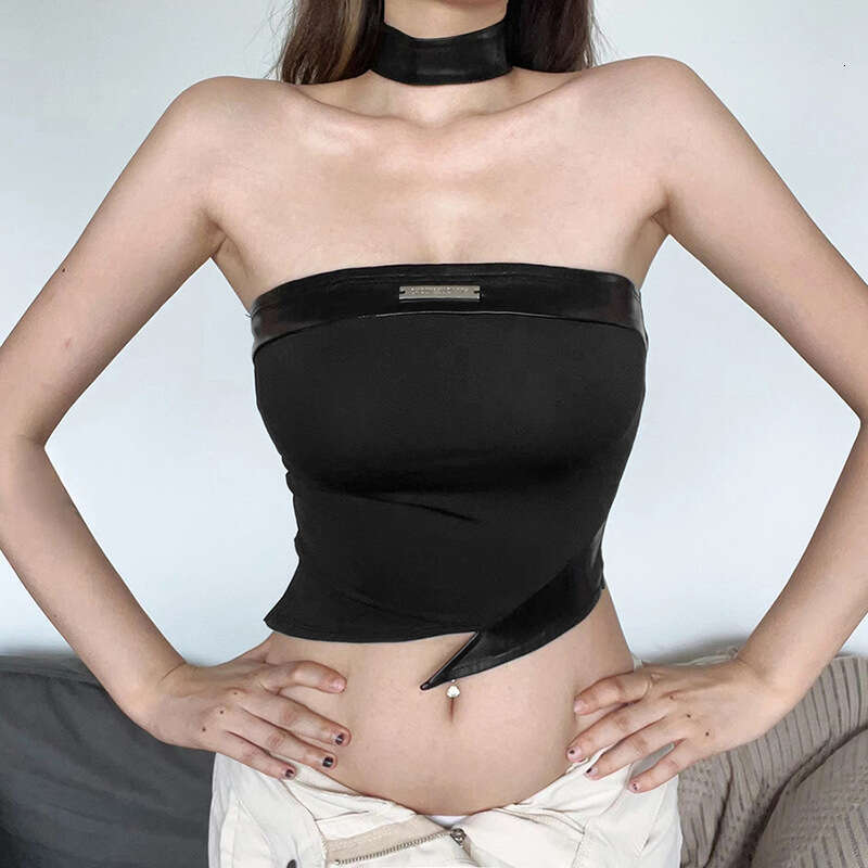 2022 Autumn New Women's Solid Color Sexy Street Fashion Tube Top Vest d4f