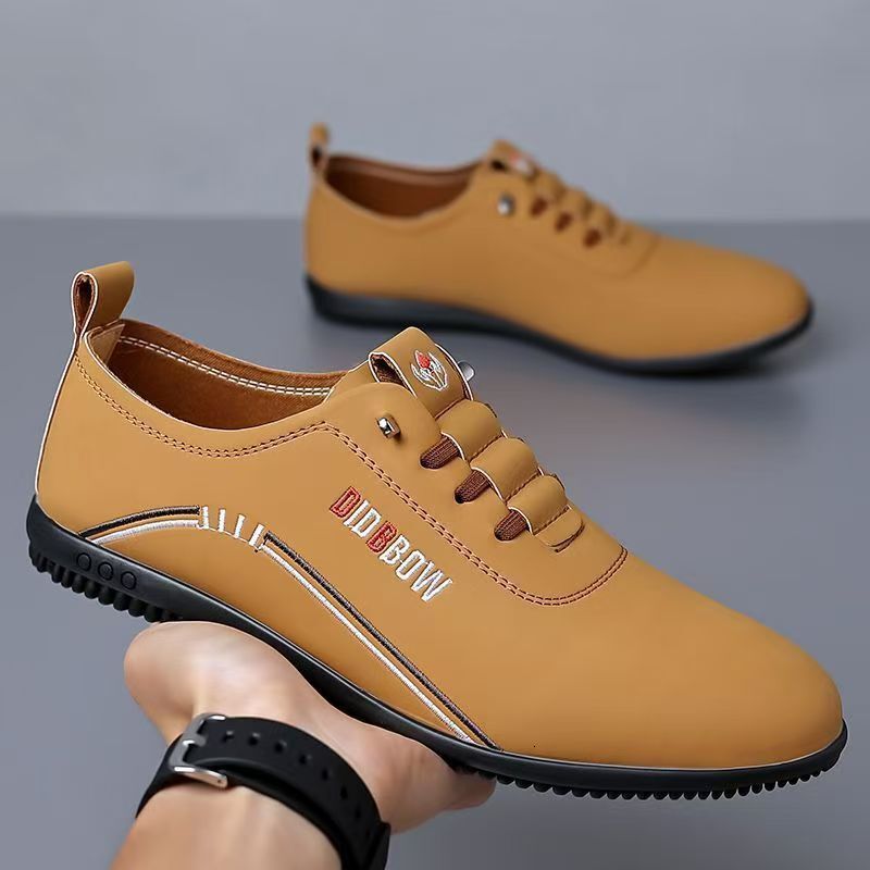 Business Leather for Men, Breathable Soft Sole Casual Trendy Loafers, Flat British Style Slip-On Lazy Shoes ddmythur