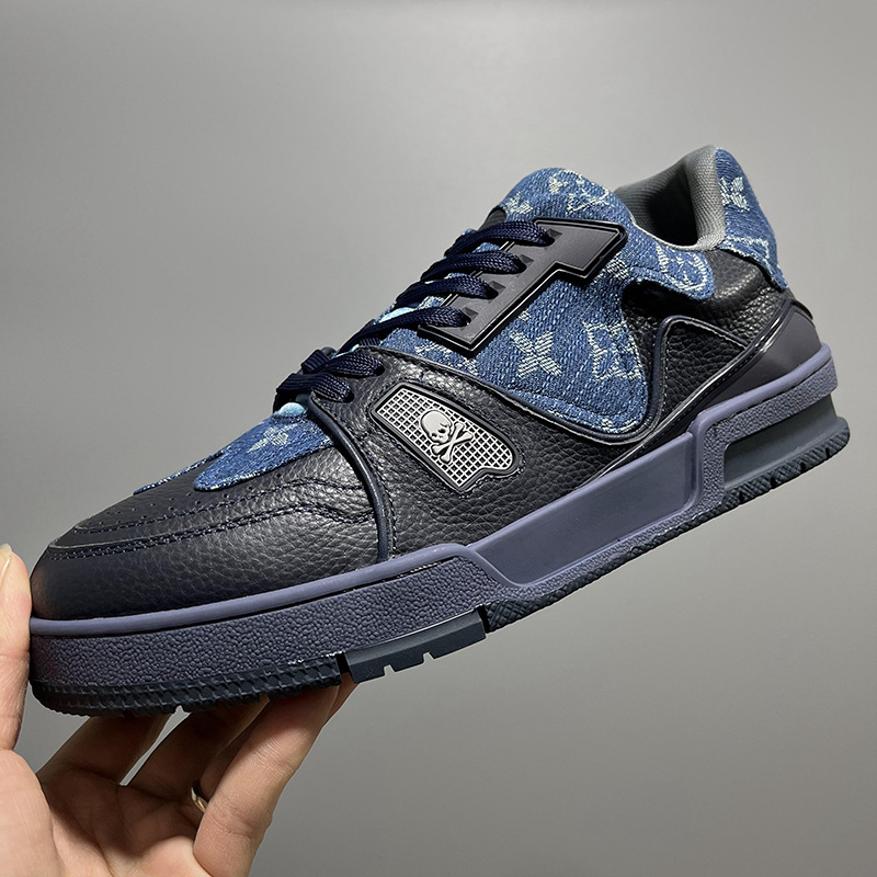 Designer men's shoes, high-end new spring soft leather patchwork board shoes, fashionable, versatile, anti-slip, sporty and casual shoes, free sh