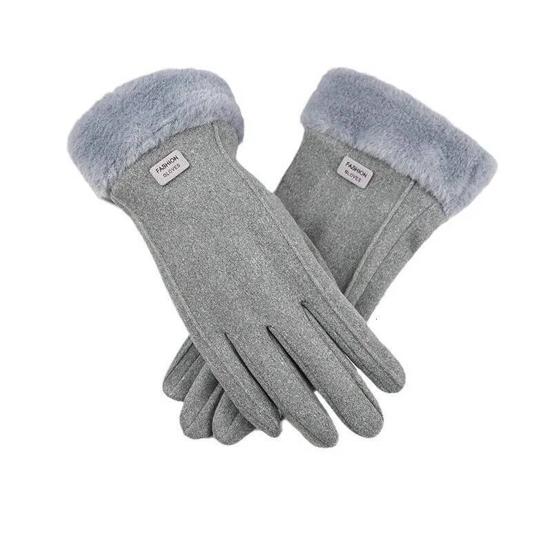 New Fashion Autumn Winter Cute Furry Warm Mitts Full Finger Mittens Women Outdoor Sport Female Gloves Screen ddmythur