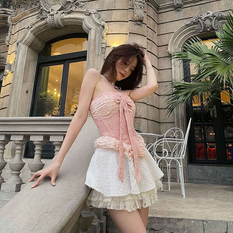 2024 Spring Summer New Women's Fashion Sexy Solid Color Strapless Butterfly Tie Vest 21d