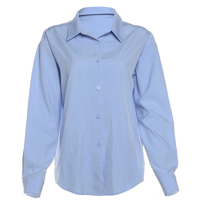 2024 Summer New Women's Solid Color Loose Long Sleeve Shirt Fashion High Waist Skirt Set a4c
