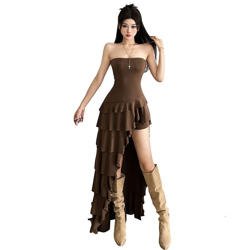 2025 Summer New Irregular Waist Slim Fit Elegant Fashion Casual Strapless Dress Women's Clothing da1