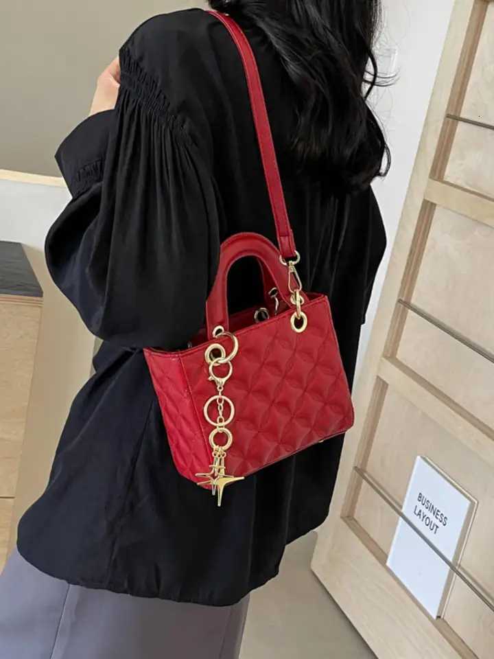 Burgundy wedding bride bag new trendy and high-end Western style crossbody bag wedding handbag. Y250725