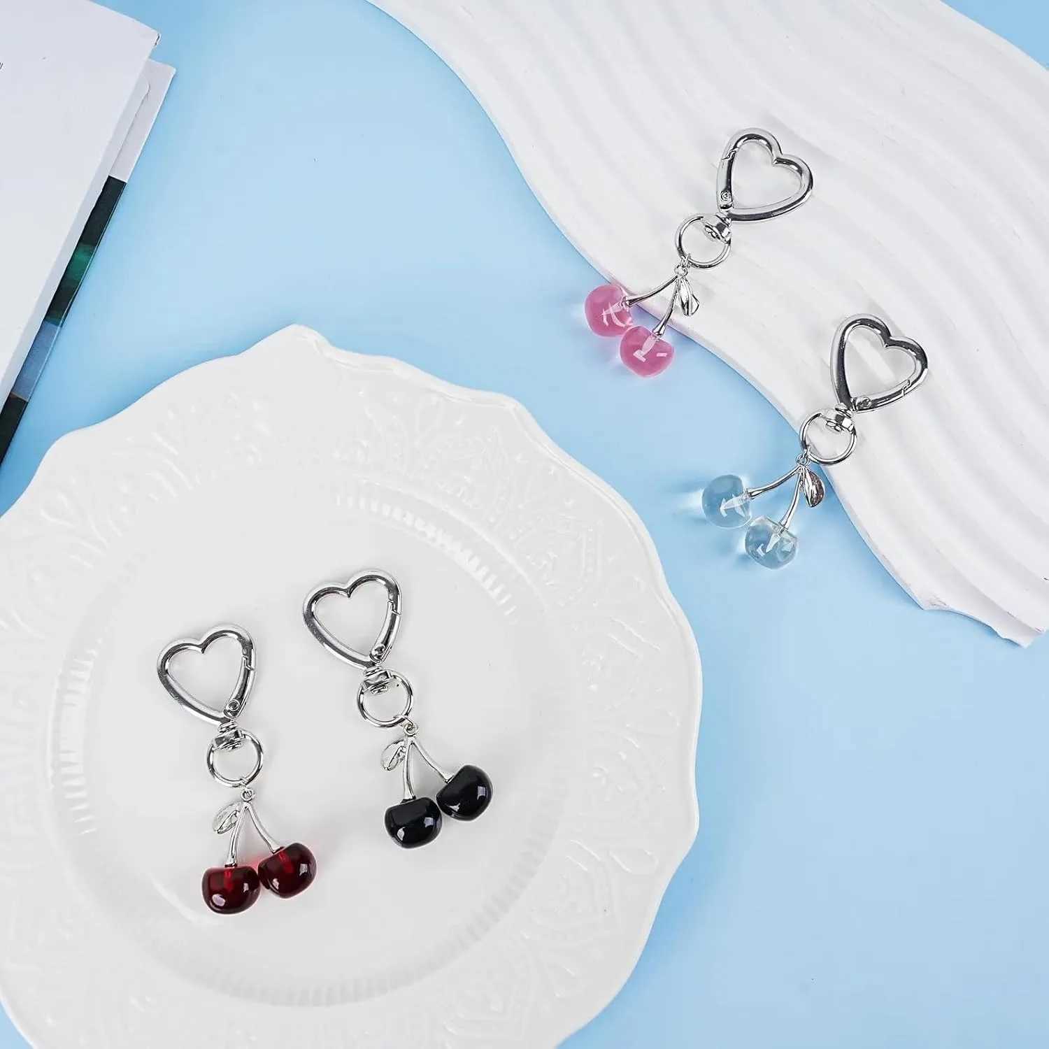 Cute Cherry Keychain Kawaii Cherry Bag Purse Charms for Women Car Keys Decor Gifts Stuff Accessories 250715