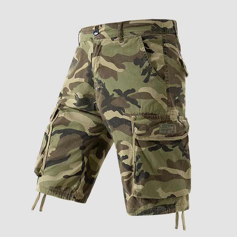 2025 Summer New Camouflage Casual Workwear Shorts for Men Multi Pocket Camping Hiking Outdoor Trend Five Quarter Pants W250724