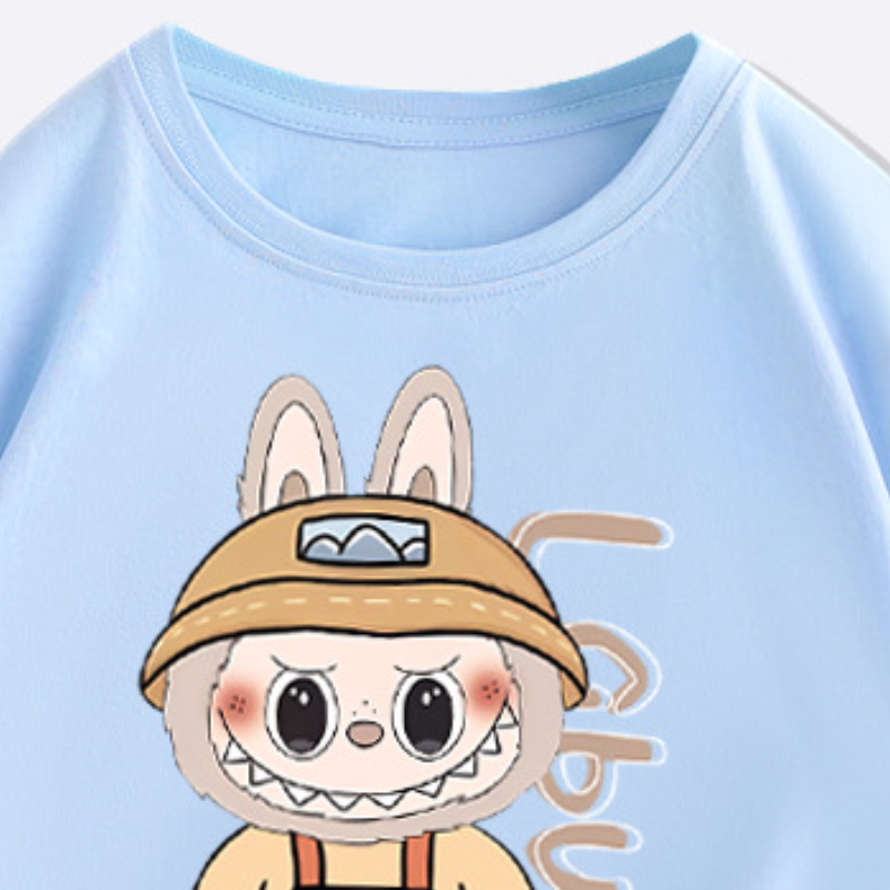 LABUBU Boys and girls short-sleeved T-shirt comfortable and soft pure cotton skin-friendly fabric children's T-shirt baby designer clothes Summer