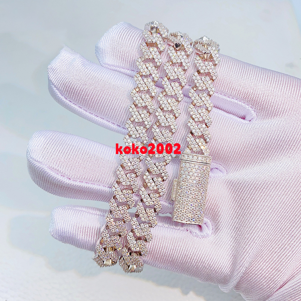 Trendy Cuban Chain Necklace Moissanite 8mm Diamond Iced Out Personalized Necklace 925 Sterling Silver