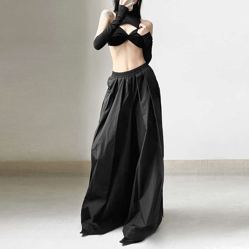 2023 Spring Summer New Women's Solid Color Street Fashion High Waist Loose Casual Wide Leg Pants 200