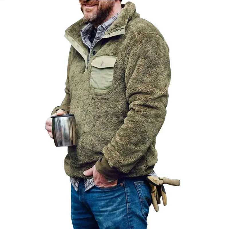 2025 Mens Coat Jacket Winter Warm Plush Pullover Men Fleece Outerwear Turndown Collar Coat Streetwear Mens Jacket X250725