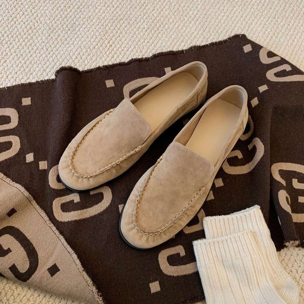 Designer Loafers Flat Women, High-End Korean Style Casual Shoes, Unisex Suede Leather Shoes for Women