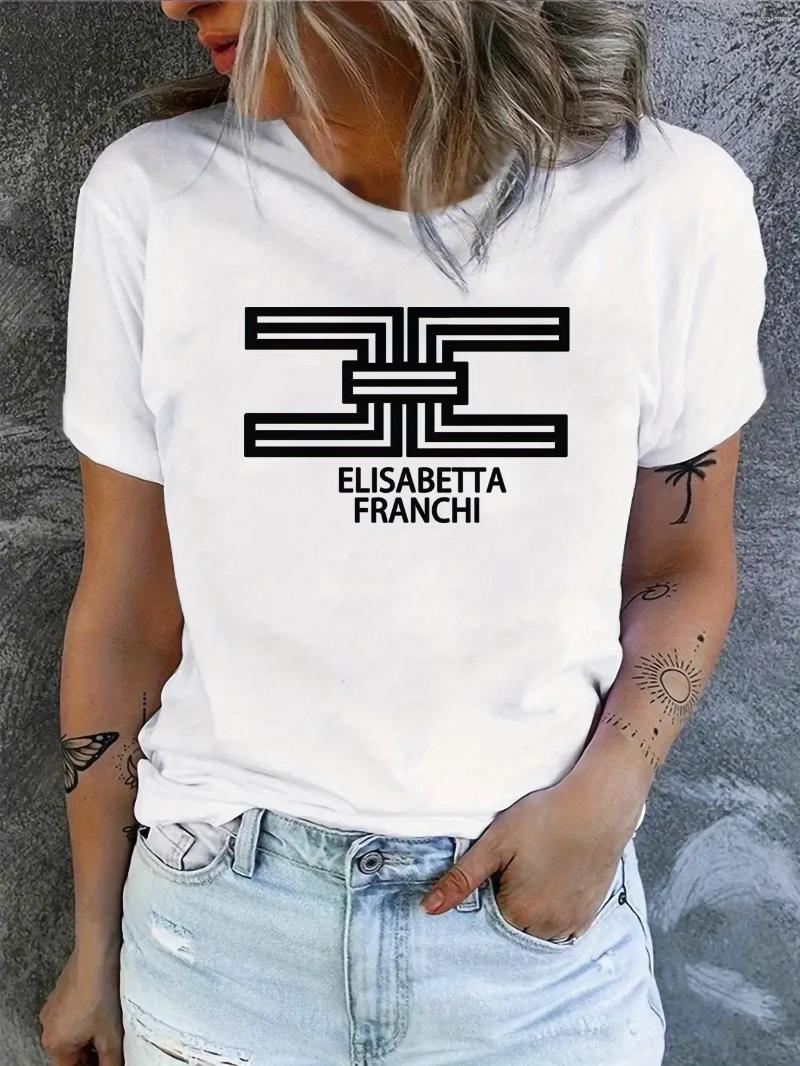 Women's T Shirts 2025 Elisabetta Franchi Short Sleeve Luxury Brand T-shirt Fashion Tops Women Summer Clothing