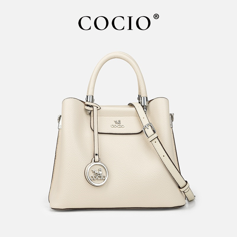 COCIO designer Shoulder Bags New minimalist versatile large capacity fashionable casual bucket bag hot genuine leather womens bag black white